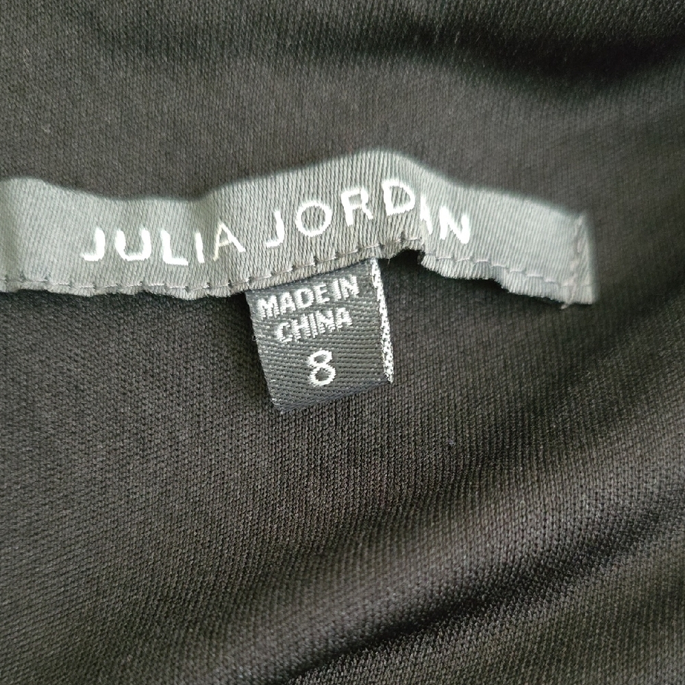 Julia Jordan Black Velvet Jumpsuit Women’s 8 | Sleeveless Satin Bow Shoulder - Picture 6 of 7